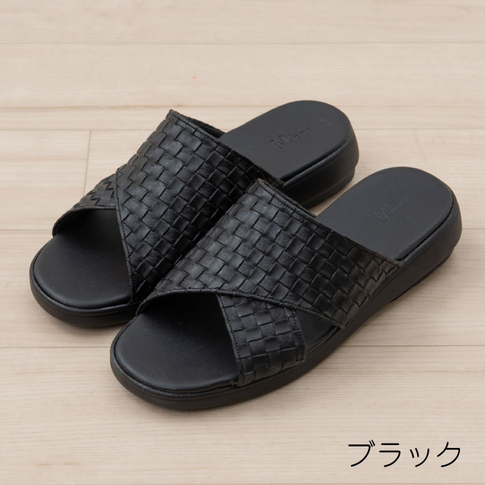 【ふるさと納税】M+home クロワゼ 紳士用外履きサンダル2点セット Lサイズ ファッション 靴 シューズ スリッパ 日用品 モダン お庭 ベランダ 型押し レザー クロス 通気性 安定感 サムネイル3