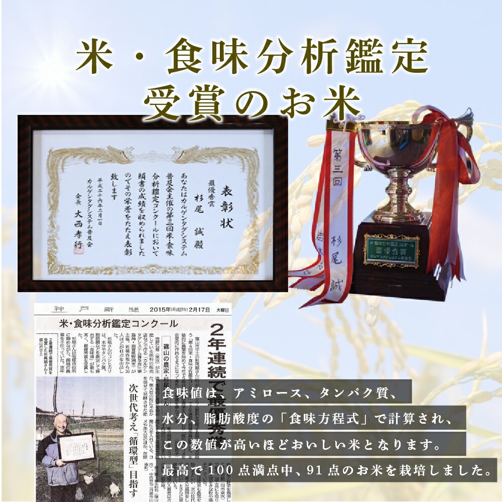 【ふるさと納税】〈受賞米！〉令和7年産 丹波篠山産 コシヒカリ じっくり 精米 （ 5kg 10kg 15kg 20kg 25kg ） | 兵庫県 丹波篠山市 丹波 白米 100％単一原料米 産地直送米 おいしい お米 精米 こしひかり おこめ - 画像2