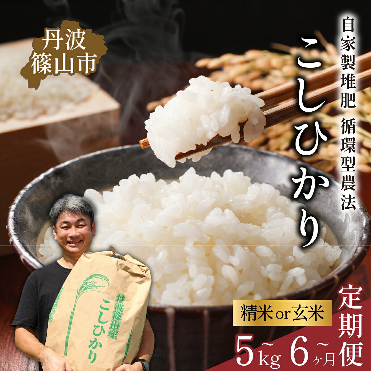 【定期便】【令和7年産/令和8年産 早期先行予約】丹波篠山産 特Aコシヒカリ 〈精米or玄米〉 5kg 10kg 6回 12回 減農薬 特A 精米 こしひかり 兵庫県 丹波篠山市 白米 100％単一原料米 産地直送米