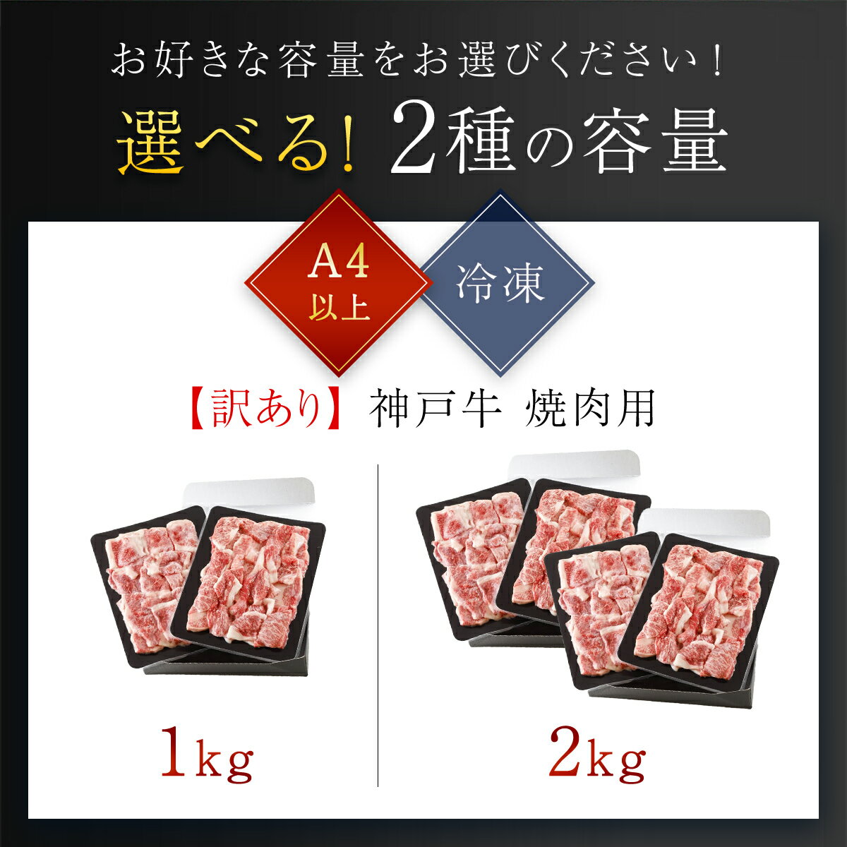 【ふるさと納税】神戸牛 訳あり 焼肉用 1kg / 2kg ＜A4ランク以上！＞神戸ビーフ 神戸肉 焼肉 A5 ランク 切り落とし 切落し 切りおとし 訳アリ 部位 大きさ 不揃い おまかせ 焼き肉 規格外 国産 黒毛和牛 牛肉 肉 お肉 冷凍 太田家 兵庫県 朝来市 サムネイル3