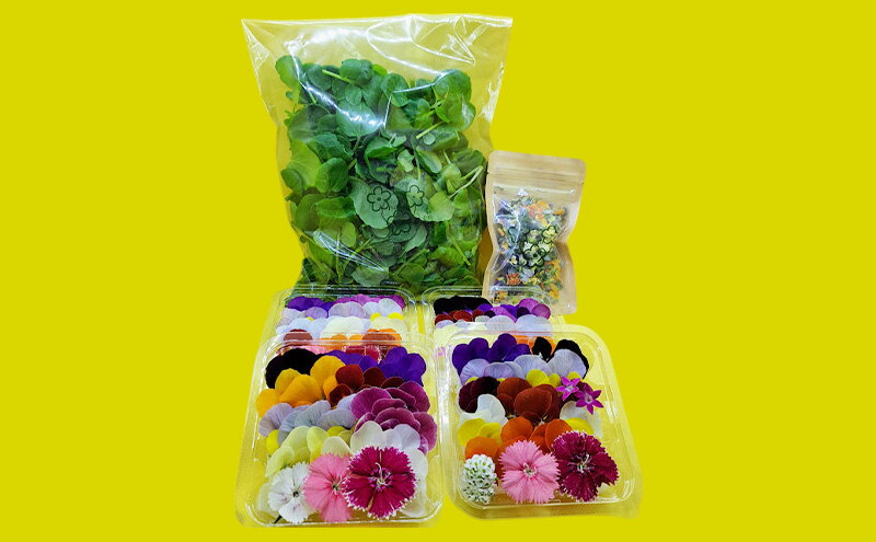 【ふるさと納税】【Dセット】エディブルフラワー(生花20輪)4パック サラダクレソン(80g) エディブルフラワー(ドライ2g) 食用花 食べられる花 生け花 誕生日 プレゼント 飾り付け 食用 お菓子【配達不可：離島】 - 画像2