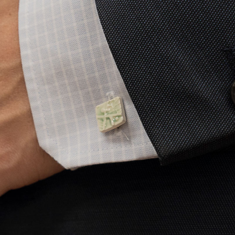 【ふるさと納税】陶器タイピンセット（タイピン・カフス）SH-MNC001　 工芸品 タイピン　カフス ビジネス 半磁器 サムネイル3