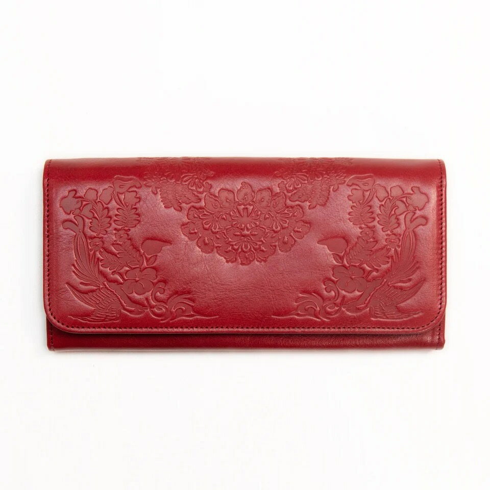 【ふるさと納税】本革 財布 長財布 レザー ヌメ革 一枚革 フラップタイプ 正倉院文様 正倉院 おしゃれ シンプル レディース メンズ プレゼント ギフト 大量収納 革財布 HARUHINO 奈良県 奈良市 なら 120-005 サムネイル3