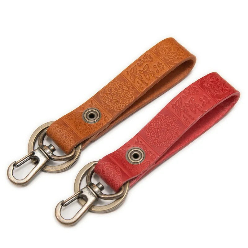【ふるさと納税】キーホルダー 正倉院文様キーホルダー レザー ヌメ革 正倉院 牛革 レッド キャメル キーホルダー 小物 革製品 おしゃれ ハンドメイド オーダーメイド 職員 HARUHINO 奈良県 奈良市 なら 7-254 サムネイル3