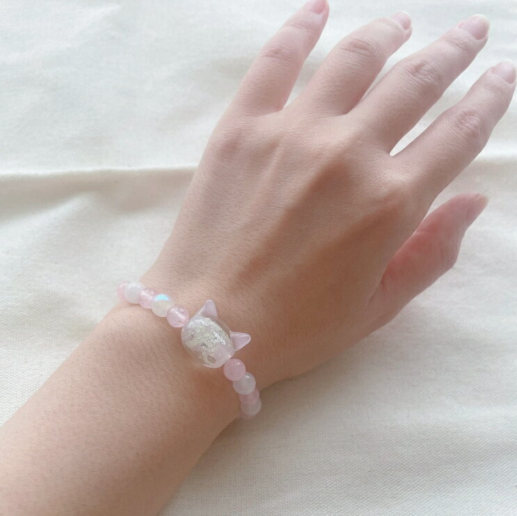 【ふるさと納税】光る猫玉とローズクオーツのブレスレット（キッズサイズ）ジュエリー春日 奈良県 奈良市 なら 10-210 サムネイル2