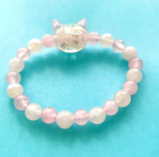【ふるさと納税】光る猫玉とローズクオーツのブレスレット（キッズサイズ）ジュエリー春日 奈良県 奈良市 なら 10-210 サムネイル3
