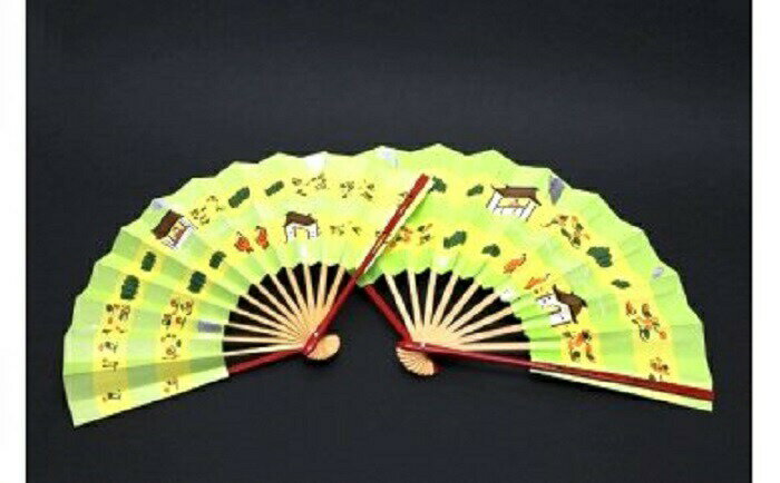 池田含香堂　奈良絵扇子(一対) なら H-07