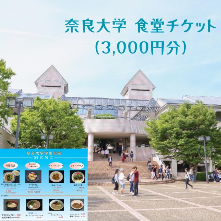 奈良大学 食堂チケット 3,000円分 （ チケット 券 食事券 お食事券 クーポン 大学 学生 食堂 うどん カレー 日替 定食 メニュー 豊富 10,000円 一万円 奈良 奈良市 ふるさと納税 10-229）