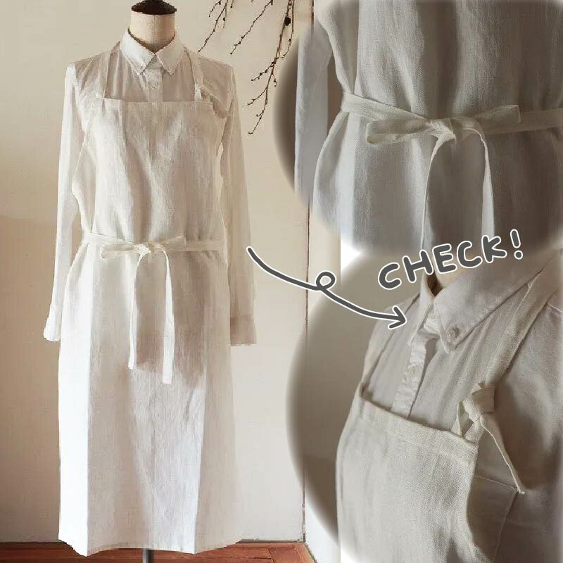 【ふるさと納税】BAKER/ホワイト エプロン おしゃれ リネン Fu-ra 奈良市 なら 33-013 サムネイル2