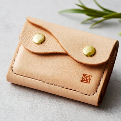 【ふるさと納税】【ちっこくても使い易いミニ財布no.7】右利き用生成り手縫い　フロント2分割　使うほどに飴色に…【1419611】 サムネイル3