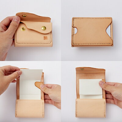 【ふるさと納税】【ちっこくても使い易いミニ財布no.7】左利き用生成り　フロント2分割　使うほどに飴色に…【1419642】 サムネイル2