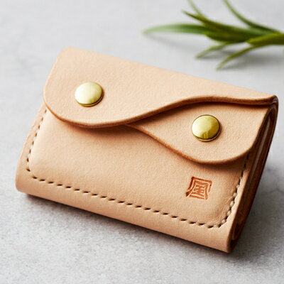 【ふるさと納税】【ちっこくても使い易いミニ財布no.7】左利き用生成り　フロント2分割　使うほどに飴色に…【1419642】 サムネイル3