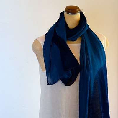 藍染めストール　yamanobe （1） フリンジなし　【1087440】