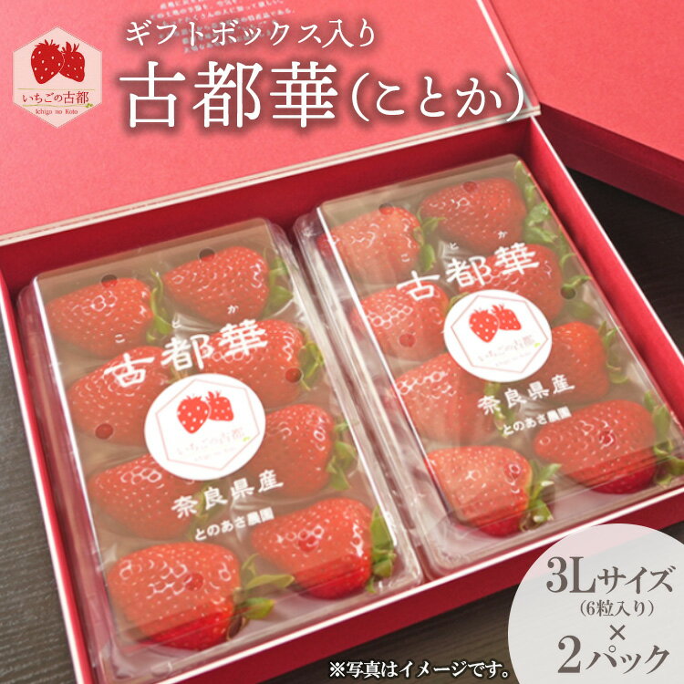 【先行予約・数量限定】【奈良県知事賞受賞】ギフトボックス入り古都華（ことか）3Lサイズ（6粒入り）×2パック｜とのあさイチゴ農園 ※2026年1月中旬～5月上旬頃に順次発送予定