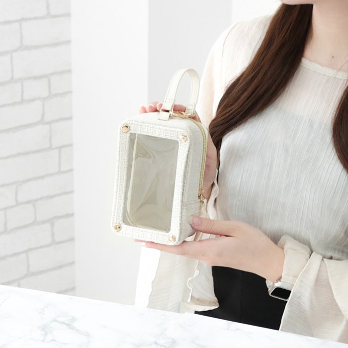 RRD-002 アイボリー リリディ デコれるツイードぬいポーチ ／サンシーワールド riridear 奈良県 御所市