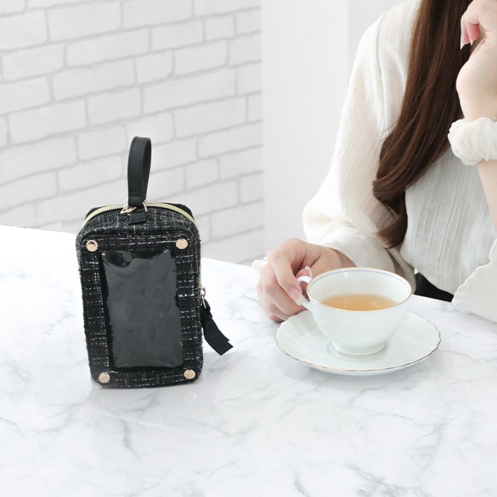 RRD-002 ブラック リリディ デコれるツイードぬいポーチ ／サンシーワールド riridear 奈良県 御所市