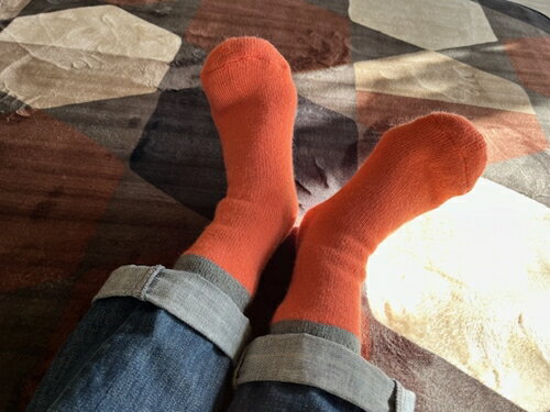 【ふるさと納税】RunNext アンゴラ入り あったか ソックス オレンジ ／ ランネクスト 防寒 保温 ウォーキング スキー ツーリング 靴下 奈良県 葛城市 サムネイル3