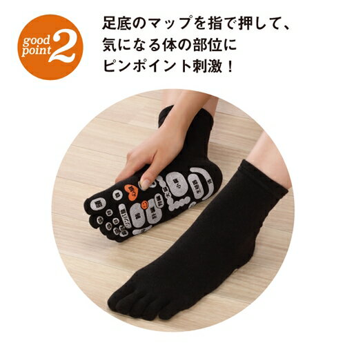 【ふるさと納税】両面　足つぼ　5本指　ソックス　4色組 (25-27cm)／靴下　日用品　ツボ　健康　美容　マッサージ　メンズ　紳士　プレゼント　ギフト サムネイル3