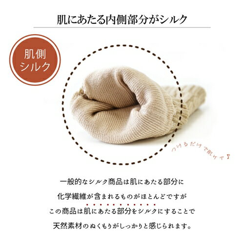 【ふるさと納税】絹のおもてなし 肌側シルク ハンドウォーマー （ベージュ＆ブラック） ／ 高級シルク レディース 婦人 美肌ケア ハンドケア 美容 保湿 肌に優しい サムネイル3