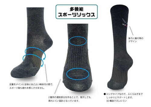 【ふるさと納税】コンプレッション スポーツ ソックス ネイビー 23〜25cm 1足 ／ ランネクスト スポーツ用品 着圧機能 靴下 サポート ランニング サイクリング ハイキング 奈良県 葛城市 サムネイル3