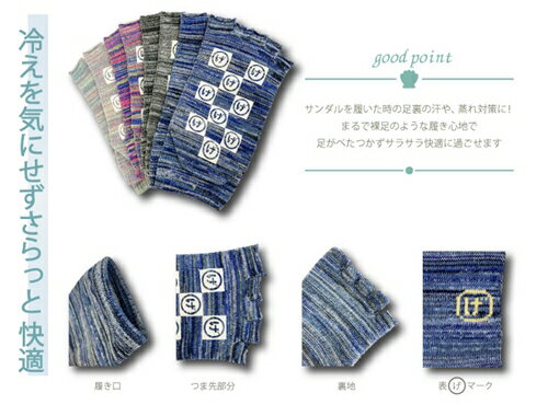 【ふるさと納税】げんべい商店 コラボ 指なし 5本指 ソックス 4足組 ／ 22-25cm：パステルミックス・パープルミックス　25-27cm：ブルーミックス・グレーミックス 靴下 レディース メンズ トゥーレス サムネイル3