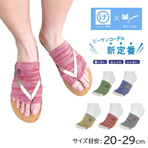 ビーソク　5色組 ／ 日本製 フリーサイズ 靴下 ソックス レディース　メンズ トゥーレス 5本指 指なし サンダル ビーチ げんべい商店 三笠 コラボ ふるさと納税 奈良県 葛城市