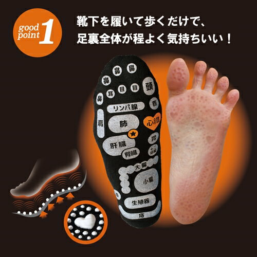 【ふるさと納税】両面 足つぼ ソックス 4色組 25-27cm ／ 靴下 日用品 ツボ ツボ押し 健康 美容 マッサージ メンズ 紳士 プレゼント ギフト 奈良県 葛城市 サムネイル3