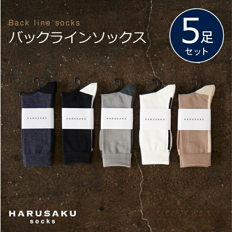 HARUSAKU バックラインソックス 5足セット （23〜25cm / 25〜27cm / 27〜29cm） ／ ハルサク 靴下 メンズ 奈良県 葛城市