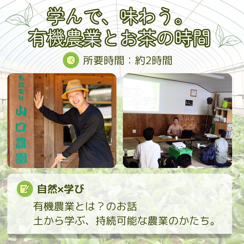 【ふるさと納税】有機農業 を知って五感で感じる SDGs テーブル スタイル 茶道体験 20名様迄／ Nara Green 抹菜 オーガニック ビレッジ 薬草 茶の本 農家 有機野菜 無農薬 関西 チケット 山口農園 奈良県 宇陀市 サムネイル2