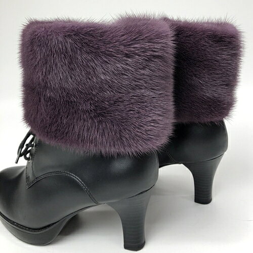 【ふるさと納税】ファー　レッグウォーマー　ミンク　パープル／西本毛皮商店　豪華　毛皮　リアルファー　綺麗目　上品　お洒落　ファッション サムネイル3