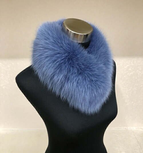 【ふるさと納税】イタリア染め　ファー　マフラー　シャドーフォックス　ターコイズブルー／西本毛皮商店　豪華　毛皮　リアルファー　綺麗目　上品　お洒落　ファッション サムネイル2