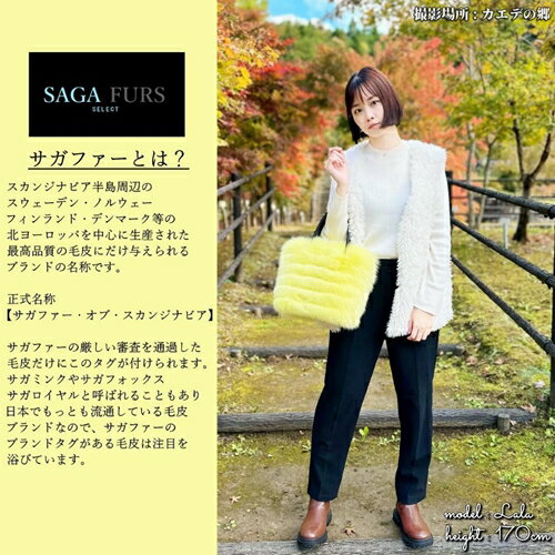 【ふるさと納税】SAGAFOX　毛皮　バッグ　イエロー　No.B-1／西勝毛皮　手提げ　かばん　ファー　小物入れ　シャドー　サガ　フォックス　レザー　ファッション　オシャレ　高級　奈良県　宇陀市 サムネイル2