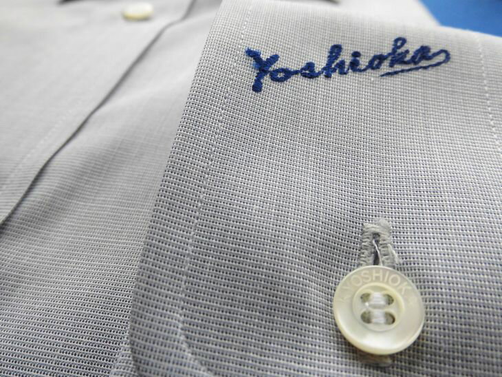 【ふるさと納税】オーダーワイシャツ-「オリジナルネーム入り」川西町産貝ボタンを使用-【生地：ノーアイロン】ドットver．| シャツ オーダー ノーアイロン 国産 ※オーダーシート受付後2か月程度で発送予定 ※着日指定不可 サムネイル2