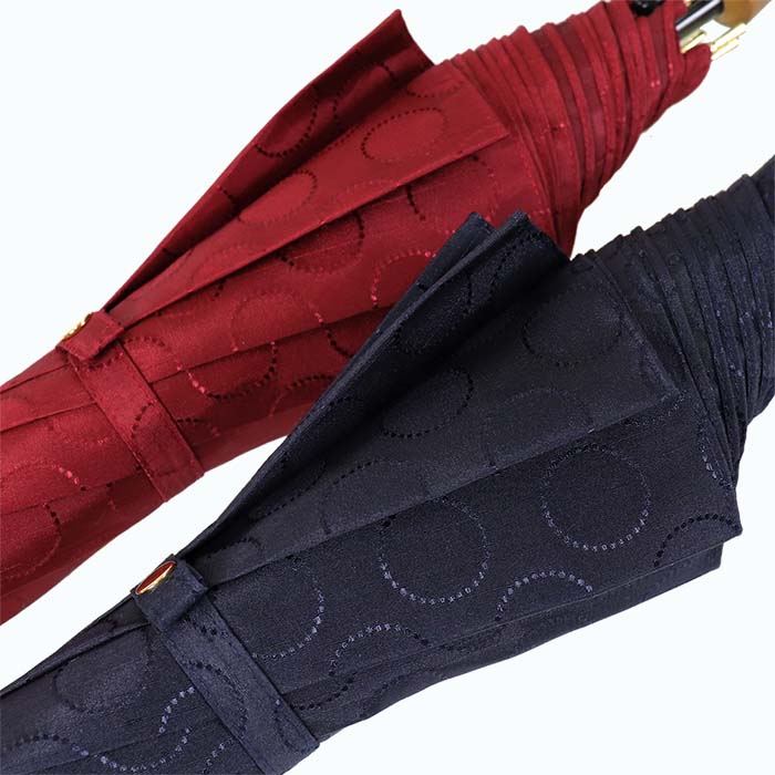 【ふるさと納税】レディース雨傘 長傘 173702 シャンタンジャガード無地 ドットサークル ジャンプ 日本製 ワインレッド ／ まちづくり観光振興機構 UV防止加工 紫外線対策 全天候型 奈良県 田原本町 サムネイル2