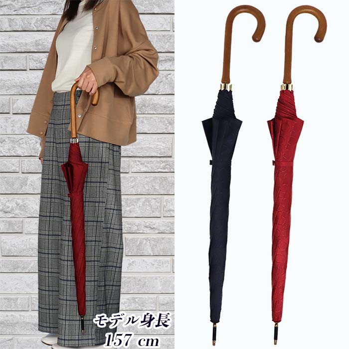 【ふるさと納税】レディース雨傘 長傘 173702 シャンタンジャガード無地 ドットサークル ジャンプ 日本製 ワインレッド ／ まちづくり観光振興機構 UV防止加工 紫外線対策 全天候型 奈良県 田原本町 サムネイル3