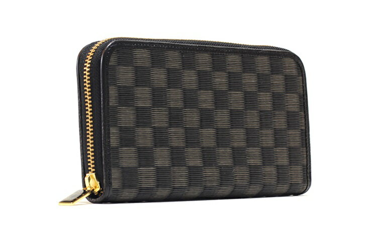 葵 (Aoi) ラウンド財布 かぎろひ・黒 ／ 織田畳店 セキスイ樹脂製表 畳表 高級感 本革 京西陣金襴織物 奈良県 田原本町