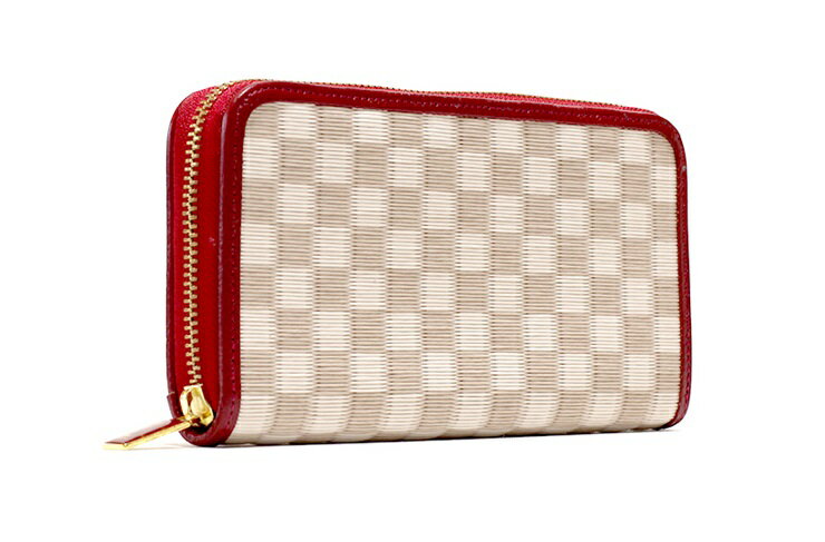 葵 (Aoi) ラウンド財布 吉野桜・赤 ／ 織田畳店 セキスイ樹脂製表 畳表 高級感 本革 京西陣金襴織物 奈良県 田原本町