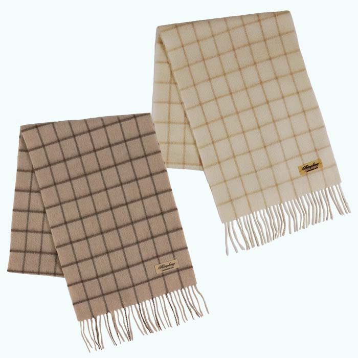 【ふるさと納税】無染色 カシミヤ マフラー チェック柄 66403 男女兼用 オフホワイト ／ まちづくり観光振興機構 防寒 レディース メンズ 通勤 通学 プレゼント ギフト 奈良県 田原本町 サムネイル3