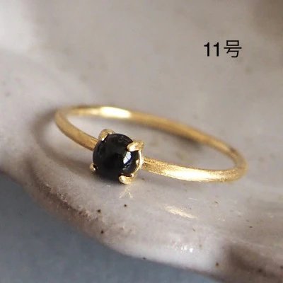 11号 天然石 オニキス リング (Silver925 18KGP仕上げ) 指輪 ／ Maco アクセサリー シルバー ヘアライン加工 プレゼント 奈良県 田原本町