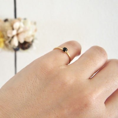 【ふるさと納税】11号 天然石 オニキス リング (Silver925 18KGP仕上げ) 指輪 ／ Maco アクセサリー シルバー ヘアライン加工 プレゼント 奈良県 田原本町 サムネイル2