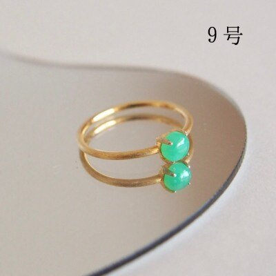 9号 天然石 クリソプレーズ リング (Silver925 18KGP仕上げ) 指輪 ／ Maco アクセサリー シルバー ヘアライン加工 プレゼント 奈良県 田原本町