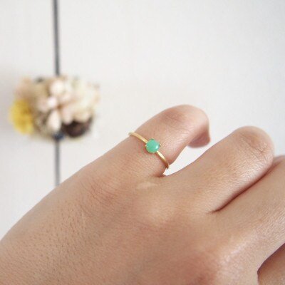 【ふるさと納税】13号 天然石 クリソプレーズ リング (Silver925 18KGP仕上げ) 指輪 ／ Maco アクセサリー シルバー ヘアライン加工 プレゼント 奈良県 田原本町 サムネイル2