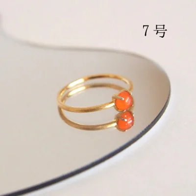 7号 天然石 カーネリアン リング (Silver925 18KGP仕上げ) 指輪 ／ Maco アクセサリー シルバー ヘアライン加工 プレゼント 奈良県 田原本町