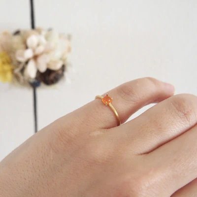 【ふるさと納税】7号 天然石 カーネリアン リング (Silver925 18KGP仕上げ) 指輪 ／ Maco アクセサリー シルバー ヘアライン加工 プレゼント 奈良県 田原本町 サムネイル2