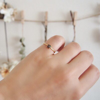 【ふるさと納税】11号 天然石 ブラックオパール リング (Silver925 18KGP仕上げ) ／ Maco アクセサリー シルバー ヘアライン加工 プレゼント 奈良県 田原本町 サムネイル2