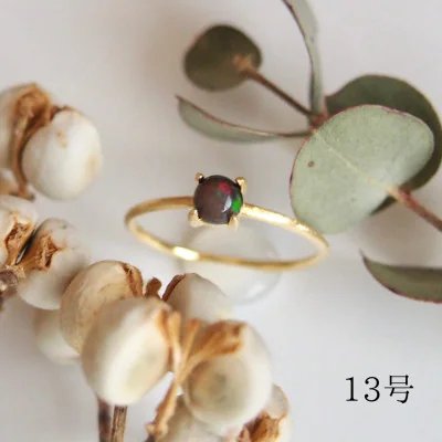 13号 天然石 ブラックオパール リング (Silver925 18KGP仕上げ) ／ Maco アクセサリー シルバー ヘアライン加工 プレゼント 奈良県 田原本町