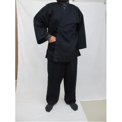 【ふるさと納税】男性用紳士作務衣 紬絣無地 紺 LL寸 ／ 寺井布帛製造所 くつろぎ着 普段着 和装 奈良県 田原本町 サムネイル3