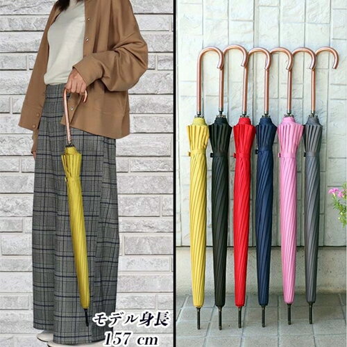 【ふるさと納税】レディース雨傘 長傘 富士絹無地 16本骨 手開き 日本製 レッド 176401 ／ まちづくり観光振興機構 モダン 高級感 奈良県 田原本町 サムネイル3