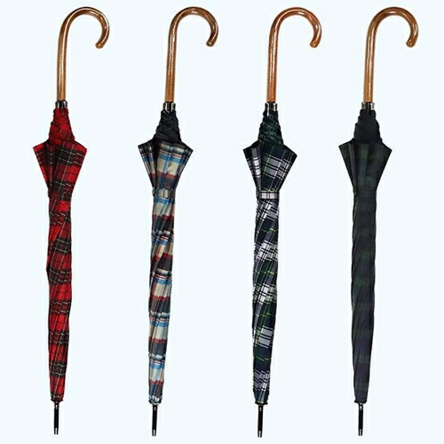 【ふるさと納税】レディース雨傘 長傘 先染チェック ジャンプ傘 日本製 ライトグレー系 172201_4 ／ まちづくり観光振興機構 モダン 高級感 奈良県 田原本町 サムネイル3