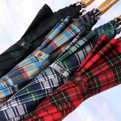 【ふるさと納税】レディース雨傘 長傘 先染チェック ジャンプ傘 日本製 ライトグレー系 172201_4 ／ まちづくり観光振興機構 モダン 高級感 奈良県 田原本町 サムネイル2